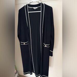 Black Cardigan with White Trim